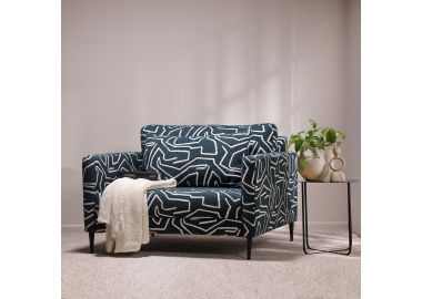 כורסא בד בגוון כחול/לבן דגם נורי