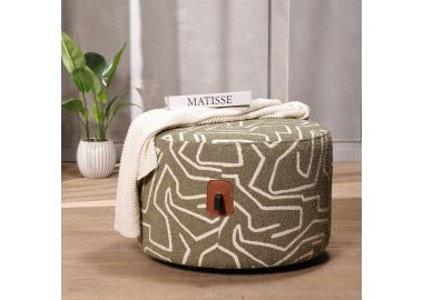 הדום בד עגול 60 ס"מ גוון ירוק זית דגם לילו