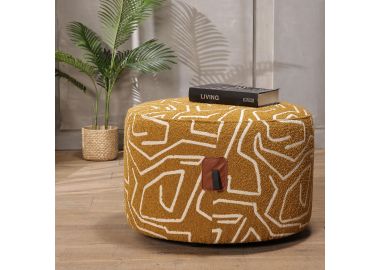 הדום בד עגול 60 ס"מ גוון חרדל דגם לילו