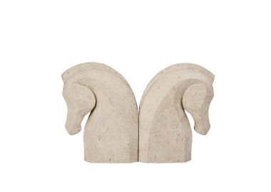 פסל זוג סוסים אוריון 20*16 בז'