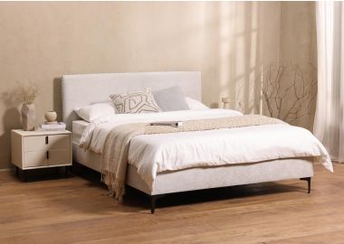 מיטה זוגית 200*140 ס"מ בד בגוון אבן דגם קלאוד