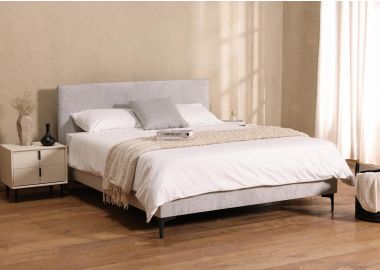 מיטה זוגית 200*140 ס"מ בד בגוון אפור בהיר דגם קלאוד