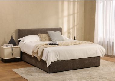 מיטה זוגית 200*140 ס"מ בד בגוון אפור חום דגם בולד