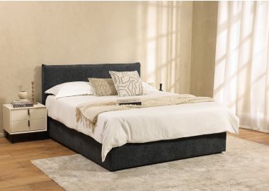 מיטה זוגית 190*160 ס"מ בד בגוון אפור כחול דגם בולד