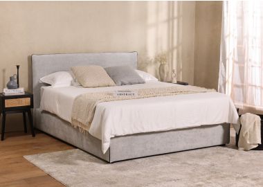 מיטה זוגית 190*160 ס"מ בד בגוון אפור משולב קדר שחור דגם ליסה