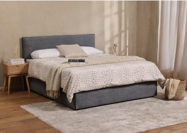 מיטה זוגית 200*160 ס"מ בד בגוון אפור כהה משולב קדר שחור דגם ליסה