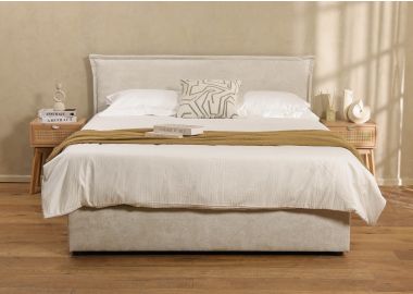 מיטה זוגית 200*140 ס"מ בד בגוון אבן דגם סאסי