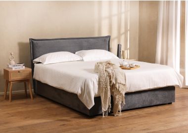 מיטה זוגית 200*140 ס"מ בד בגוון אפור כהה דגם סאסי