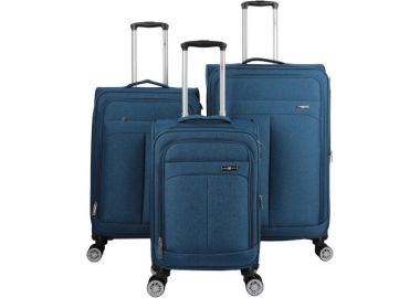 סט 3 מזוודות בד 28/ 20/24 Swiss Royal Brooklyn כחול גינס