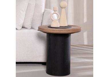 שולחן צד עגול 45 ס"מ MDF בגוון אגוז דגם POINT