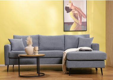 ספה פינתית תלת מושבית בד בגוון כחול 260 ס"מ דגם RANDOM