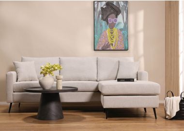 ספה פינתית תלת מושבית בד בגוון אבן 240 ס"מ דגם RANDOM