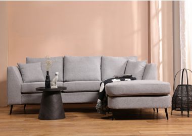 ספה פינתית תלת מושבית בד בגוון אפור כהה 240 ס"מ דגם RANDEVU