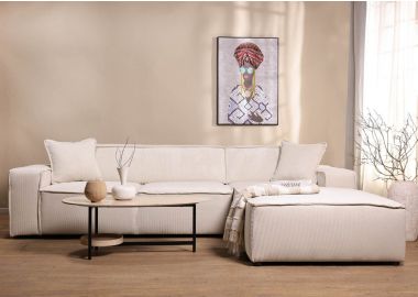 ספת פינתית 300 ס"מ ימין בד קורדרוי אבן דגם COOL