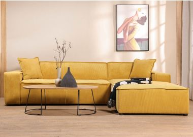 ספת פינתית 300 ס"מ ימין בד קורדרוי חרדל דגם COOL