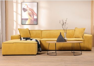 ספת פינתית 300 ס"מ שמאל בד קורדרוי חרדל דגם COOL