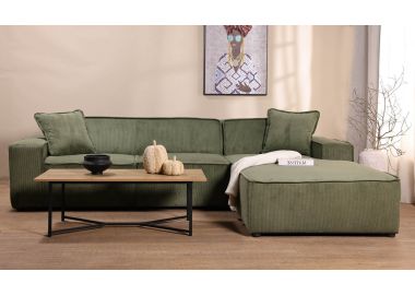 ספת פינתית 300 ס"מ ימין בד קורדרוי ירוק דגם COOL