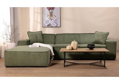 ספת פינתית 300 ס"מ שמאל בד קורדרוי ירוק דגם COOL