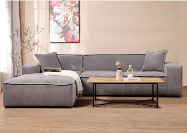 ספת פינתית 300 ס"מ שמאל בד קורדרוי אפור דגם COOL