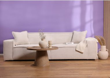 ספת תלת מושבית 280 ס"מ בד קורדרוי אבן דגם COOL