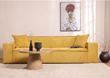 ספת תלת מושבית 280 ס"מ בד קורדרוי חרדל דגם COOL