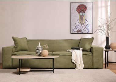 ספת תלת מושבית 280 ס"מ בד קורדרוי ירוק דגם COOL