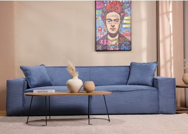 ספת תלת מושבית 280 ס"מ בד קורדרוי כחול דגם COOL