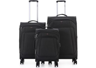 סט 3 מזוודות בד יוקרתי 28/24/ 20 Swiss Royal Tokyo שחור
