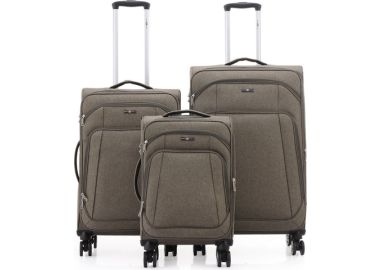סט 3 מזוודות בד יוקרתי 28/ 24/20 Swiss Royal Tokyo חאקי