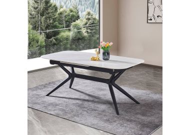 שולחן אוכל אבן קרמית באורך 1.8 מטר נפתח ל- 2.4 מטר דגם חץ בגוון סהרה