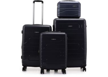 סט 3 מזוודות יוקרה קשיחות עם תיק איפור 20/26/30 דגם Wander צבע שחור