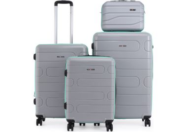 סט 3 מזוודות יוקרה קשיחות עם תיק איפור 20/26/30 דגם Wander צבע אפור