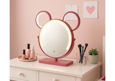 מראה מעוצבת בצורת ארנב בגוון ורוד