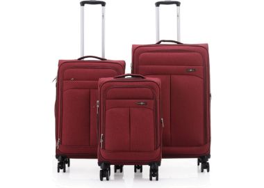 סט 3 מזוודות יוקרה בד 28/24/20 דגם Brooklyn בורדו