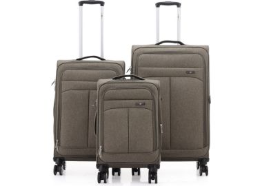 סט 3 מזוודות בד 28/24/20  Swiss Royal Brooklyn חאקי
