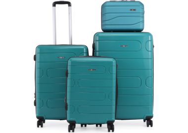 סט 3 מזוודות יוקרה קשיחות עם תיק איפור 20/26/30 דגם Wander צבע ירוק