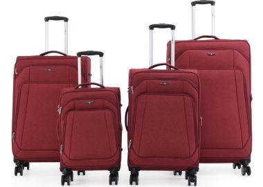 סט 4 מזוודות בד 32/28/24/20 Swiss Royal Tokyo בורדו