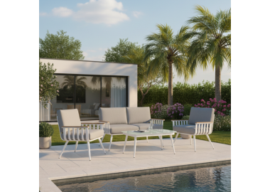 מערכת ישיבה אלומיניום דו מושבית דגם אנגליה לבן