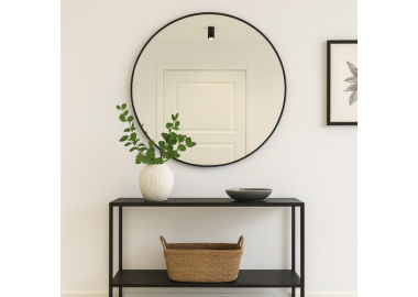 מראה עגולה 80 ס״מ מסגרת מתכת שחורה