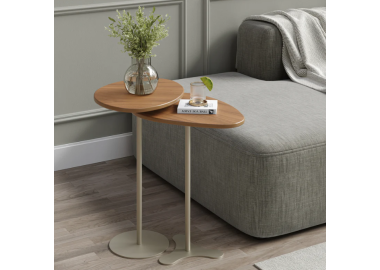 צמד שולחנות צד דגם לורי בגוון עץ קנילה