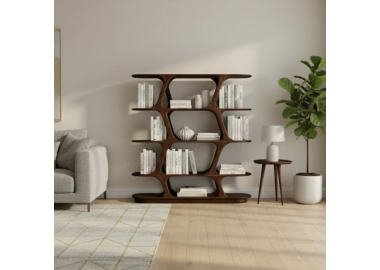 ספרייה מעוצבת ויוקרתית דגם איזבל בגוון אגוז