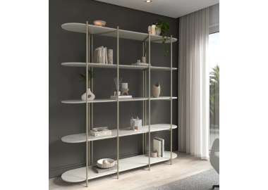 ספרייה מעוצבת ויוקרתית דגם אליאנה בגוון אופוייט ושמפניה