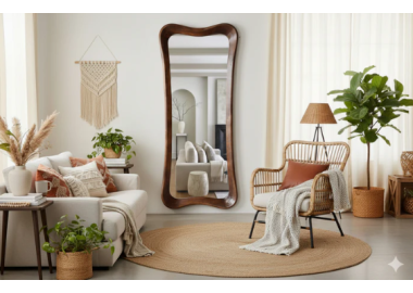 מראת קיר גדולה דגם שלגיה 160 ס"מ בגוון אגוז