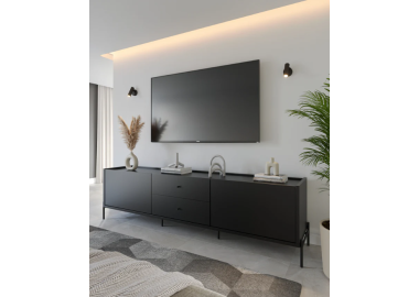 מזנון טלוויזה דגם ברקת 220 ס"מ גוון שחור