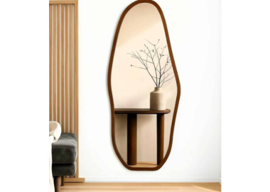 מראה אמורפית 180X80 ס"מ עם מסגרת עץ