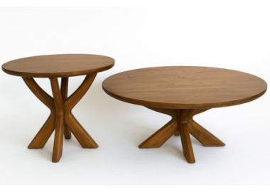 סט שולחנות סלון דגם ג'יסון מעץ מנגו בגוון דבש