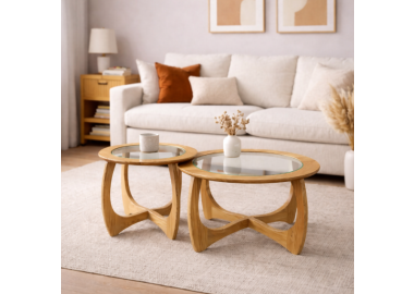 סט שולחנות דגם סופיה בגוון אלון