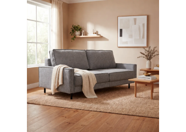 ספה מעוצבת נפתחת למיטה זוגית עם ארגז מצעים דגם מיקה אפור