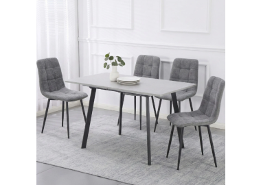 פינת אוכל נפתחת כולל ו-4 כסאות מרופדים דגם רומי אפור – שירה