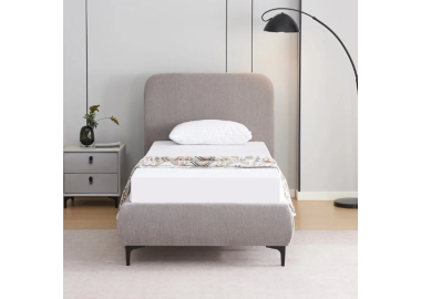 מיטה יחיד 190×90 מרופדת בד רחיץ דגם קורין בגוון אפור